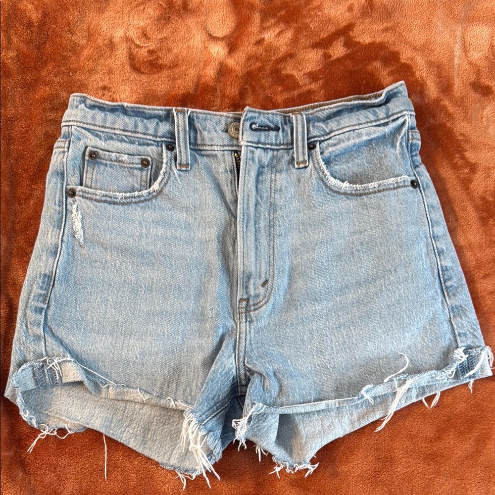 Abercrombie & Fitch Blue Jean Shorts Distressed High-Waisted
